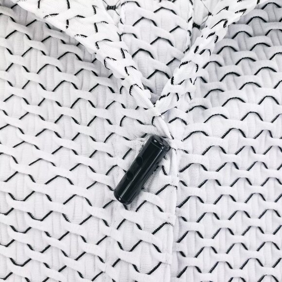 IC By Connie K Toggle Button Up Long Sleeve Shirt Womens Size Medium White Black - Picture 7 of 9